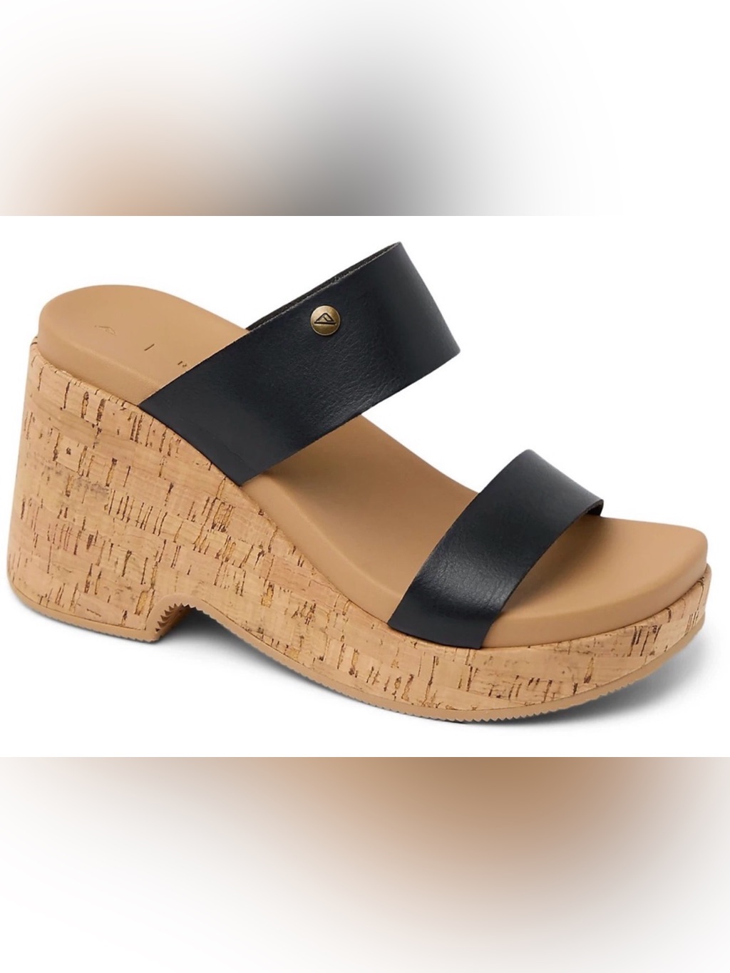 Reef Sunset Ibiza Wedge Sandals In Black/Tan New
